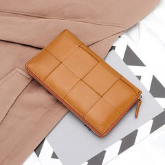 Lady Clutch Bag Sheepskin Wallet Woven Long Women's Purse Handbag