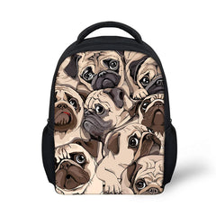Lady Pet Dog Printing Mini Travel Purse Daypack Bulldog Pug PU Backpack