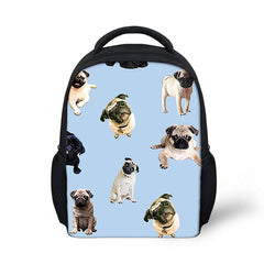 Lady Pet Dog Printing Mini Travel Purse Daypack Bulldog Pug PU Backpack