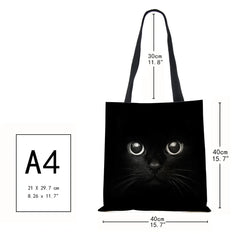 Sumi Cat Printed Eco Handbag Shopping Casual Shoulder Bag