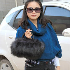 Lady Girl Pretty Faux Rabbit Fur Handbag Shoulder Messenger Bag Tote Women Long