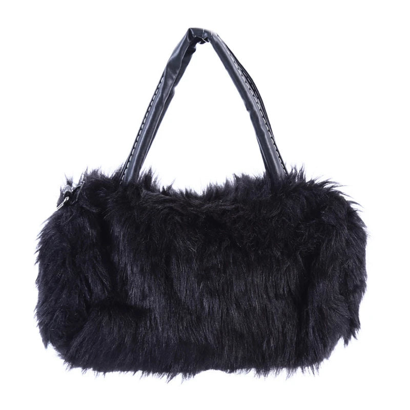 Women's Faux Rabbit Fur Handbag Shoulder Messenger Bag