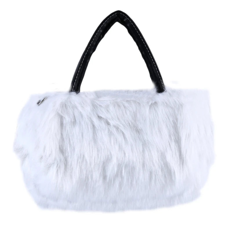 Women's Faux Rabbit Fur Handbag Shoulder Messenger Bag