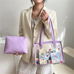 Lady Handbag Jelly Transparent Bag Women's Graffiti Large-capacity Tote