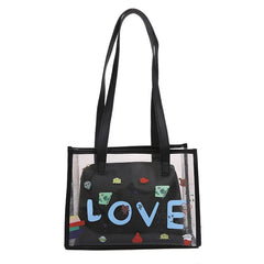 Lady Handbag Jelly Transparent Bag Women's Graffiti Large-capacity Tote