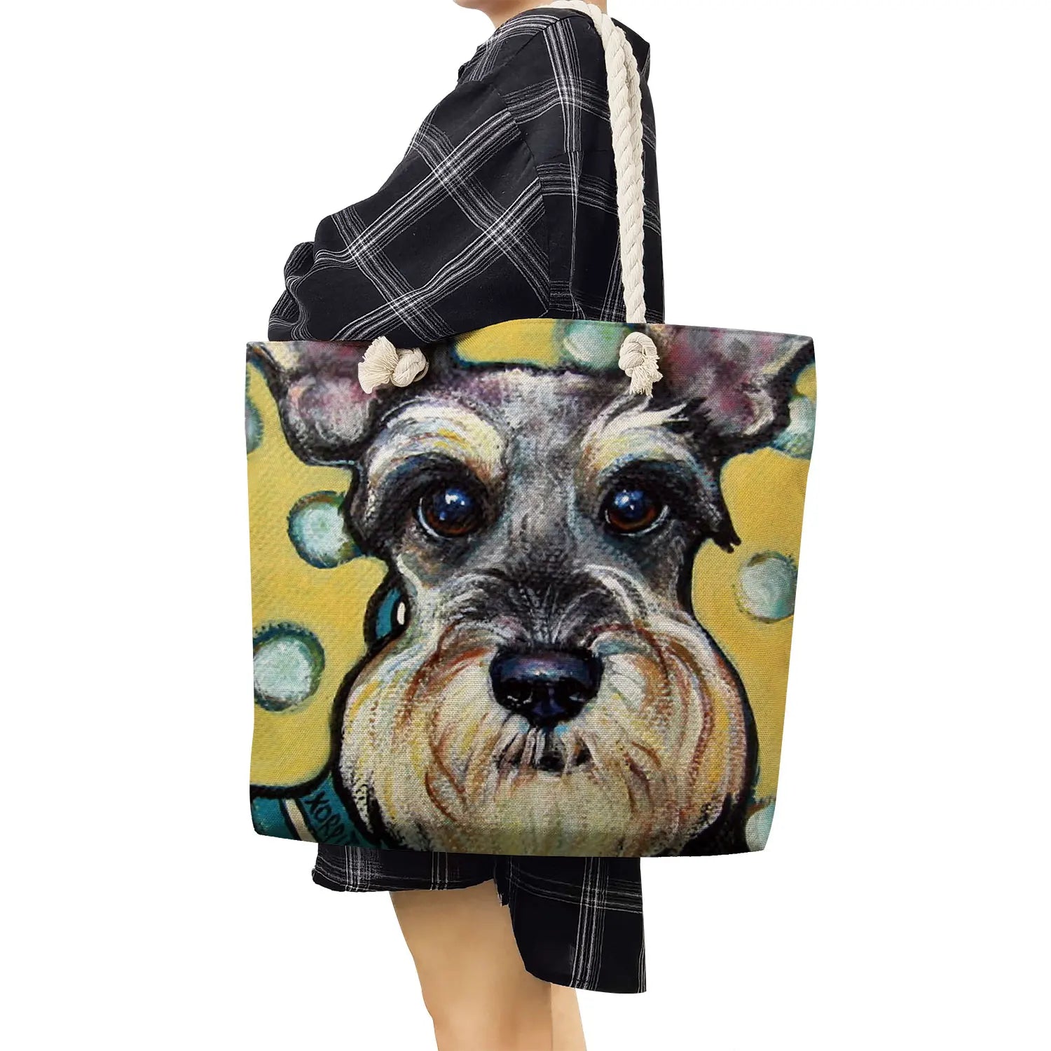 Schnauzer Dog Painting Shoulder Bag for Women