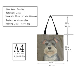 Schnauzer Dog Painting Shoulder Bag for Women Casual Shopping Tote