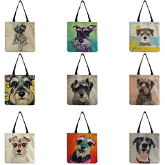Schnauzer Dog Painting Shoulder Bag for Women Casual Shopping Tote