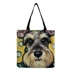 Schnauzer Dog Painting Shoulder Bag for Women Casual Shopping Tote