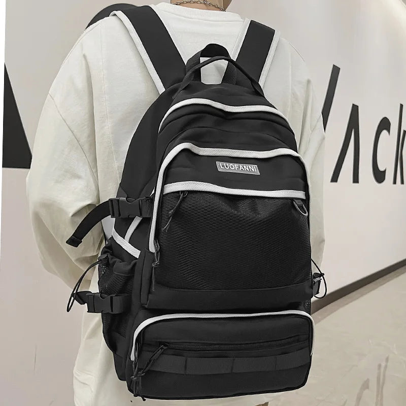 Lady Male Mesh High Capacity College Backpack Female Laptop School Bag Women Men