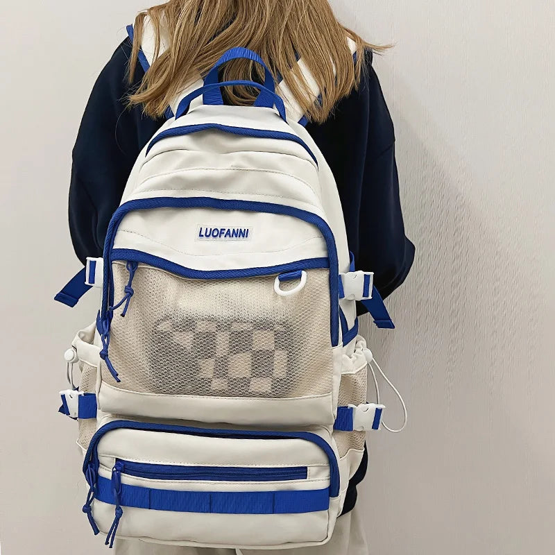 Lady Male Mesh High Capacity College Backpack Female Laptop School Bag Women Men