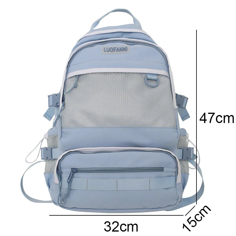 Lady Male Mesh High Capacity College Backpack Female Laptop School Bag Women Men