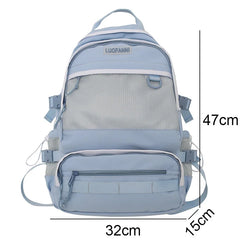 Lady Male Mesh High Capacity College Backpack Female Laptop School Bag Women Men