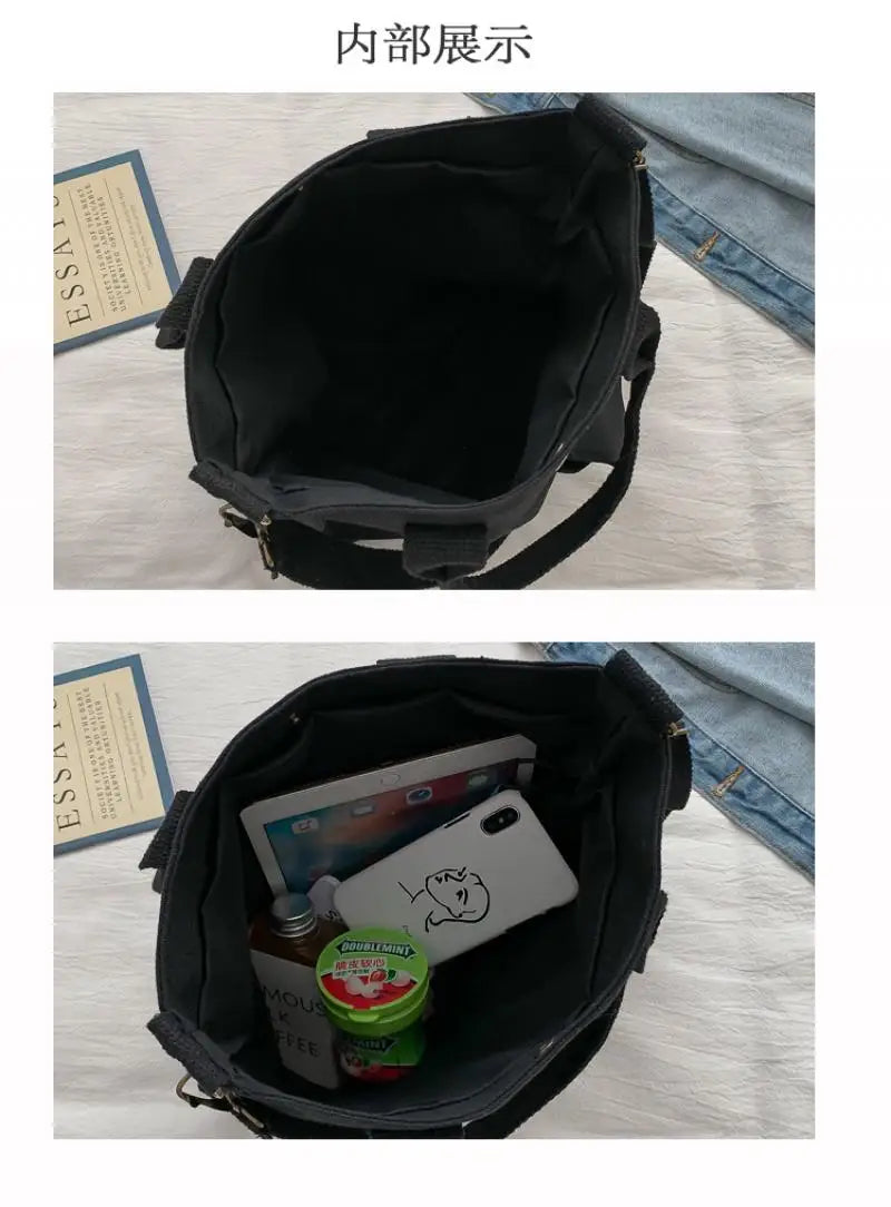 Casual Canvas Shoulder Bag with Big Capacity