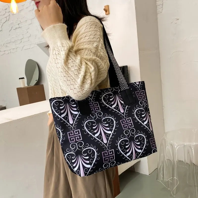 Nylon Women's Crossbody Bag Flowers Tote Top-handle Bag