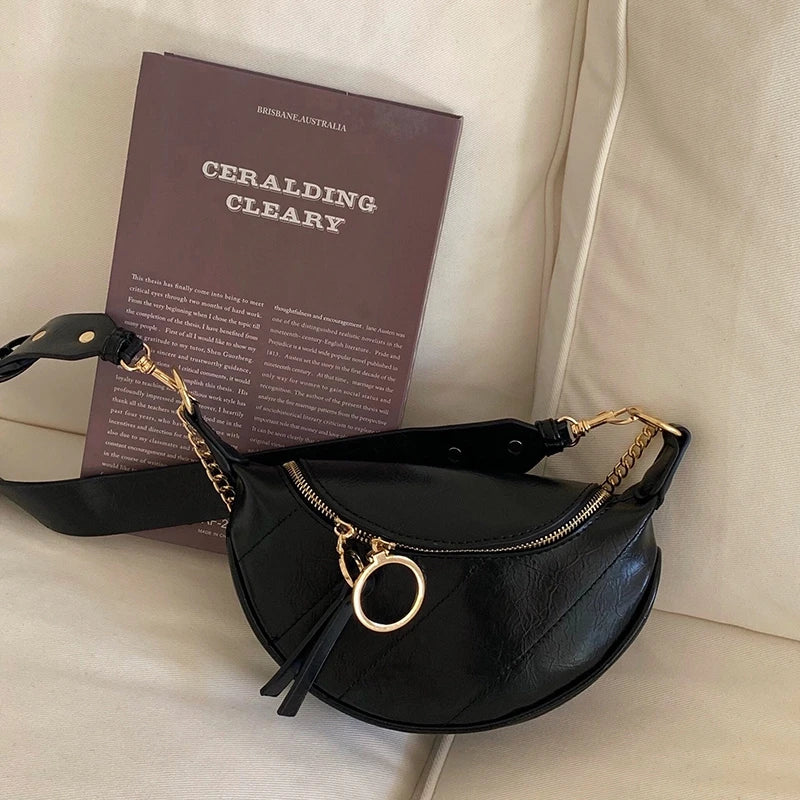 Women's Waist Bag Travel Handbags PU Leather Crossbody Chain Shoulder Bag