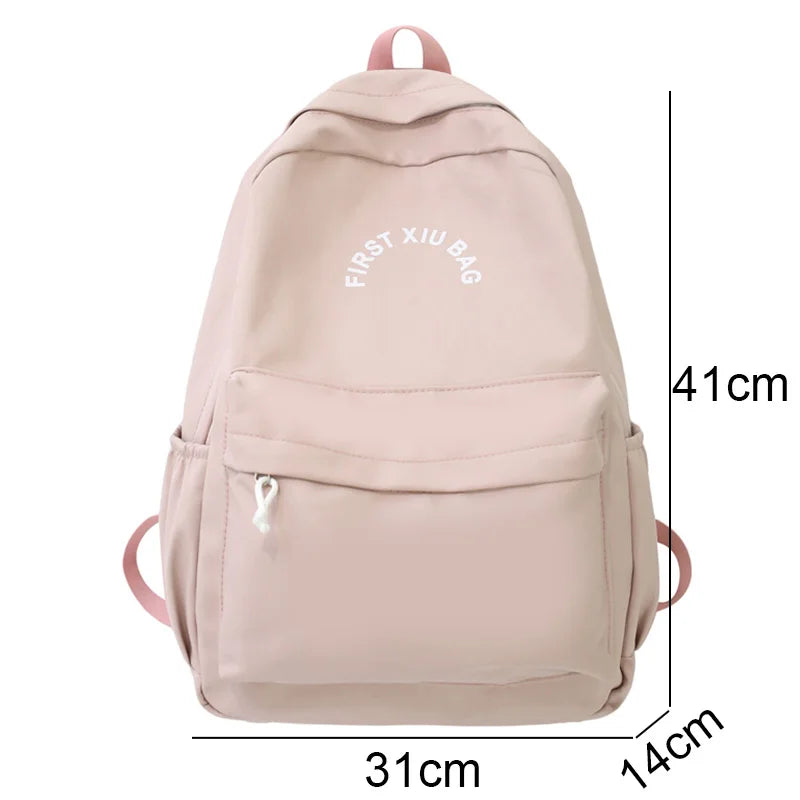 Lady Waterproof Nylon College Backpack Girl Laptop Student Bag Female Travel