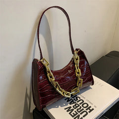 Lady's Crocodile Pattern Shoulder Bag PU Leather Niche