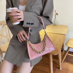 Lady's Crocodile Pattern Shoulder Bag PU Leather Niche