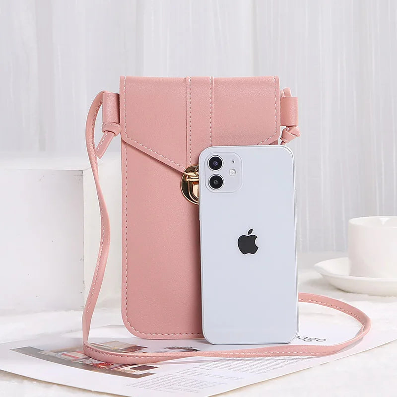 Lady's Phone Bags Buckle Women's One Shoulder Bag Thin Crossbody Touch Screen Mo