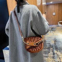 Velvet Saddle Crossbody Bag Flap Shoulder Clutch Handbag