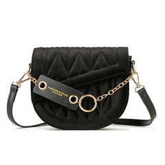 Velvet Saddle Crossbody Bag Flap Shoulder Clutch Handbag