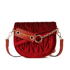 Velvet Saddle Crossbody Bag Flap Shoulder Clutch Handbag