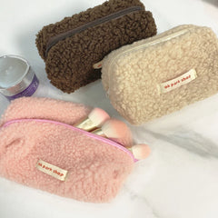 Plush Cosmetic Bag Large Capacity Travel Makeup Organizer