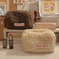 Plush Cosmetic Bag Large Capacity Travel Makeup Organizer