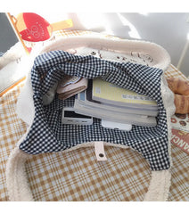 Plush Lamb Women Shoulder Bag Soft Tote Large Capacity