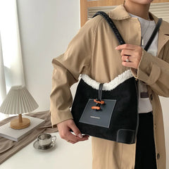 Lamb Wool Bag Women's Autumn And Winter Retro Shoulder Bag High Large Capacity