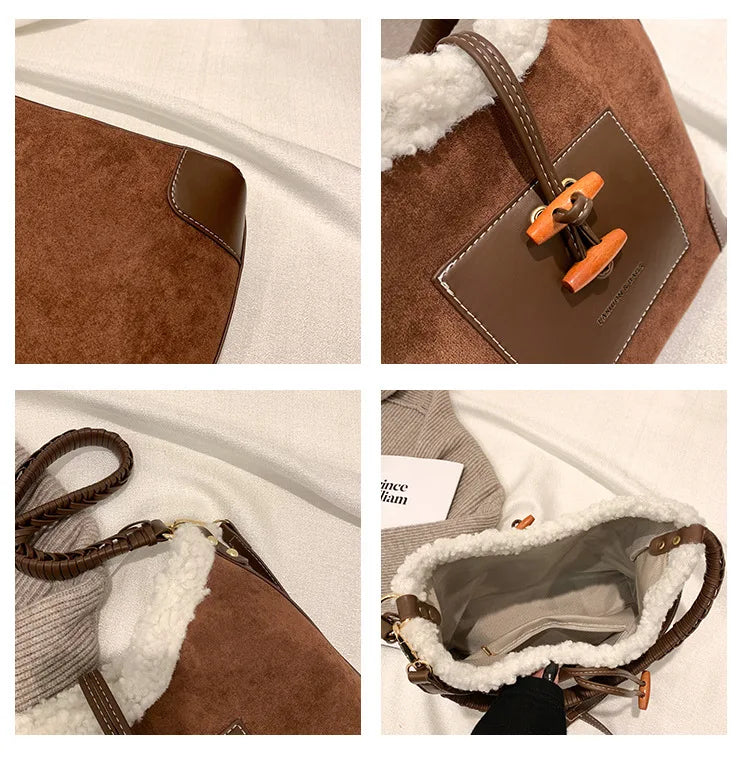 Lamb Wool Bag Women's Autumn And Winter Retro Shoulder Bag High Large Capacity
