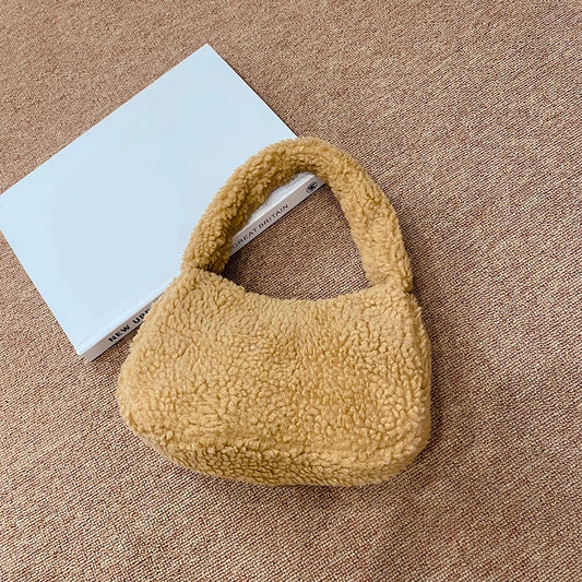 Soft Lamb Wool Women Handbags Casual Winter Hand Bags