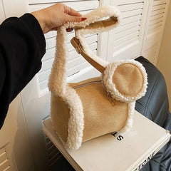 Lamb Wool Shoulder Bag Women's Hobo Bag Crossbody Deerskin Velvet Pillow Bag