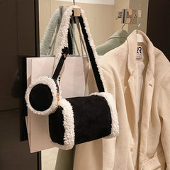 Lamb Wool Shoulder Bag Women's Hobo Bag Crossbody Deerskin Velvet Pillow Bag