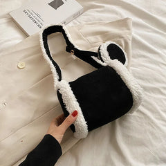 Lamb Wool Shoulder Bag Women's Hobo Bag Crossbody Deerskin Velvet Pillow Bag