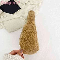 Lamb Wool Shoulder Bag Soft Winter Women Hand Bags Casual Warm Solid