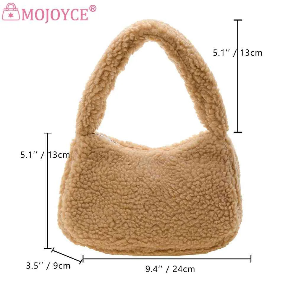 Lamb Wool Shoulder Bag Soft Winter Women Hand Bags Casual Warm Solid