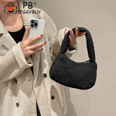 Lamb Wool Women Hand Bags Casual Winter Female Small Tote