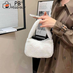 Lamb Wool Women Hand Bags Casual Winter Female Small Tote