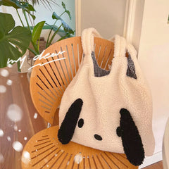Fluffy Dog Shoulder Bag Commuter Shopping Bag For Autumn Winter