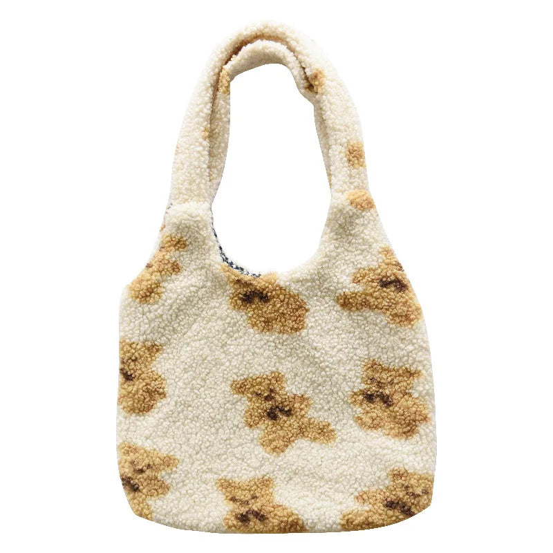 Lambswool Shoulder Bag Plush Tote Large Capacity Cartoon Shopper Lady Hand Bag