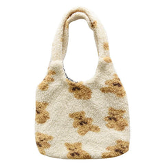Lambswool Shoulder Bag Plush Tote Large Capacity Cartoon Shopper Lady Hand Bag