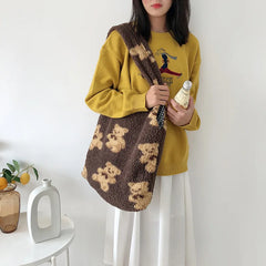 Lambswool Shoulder Bag Plush Tote Large Capacity Cartoon Shopper Lady Hand Bag
