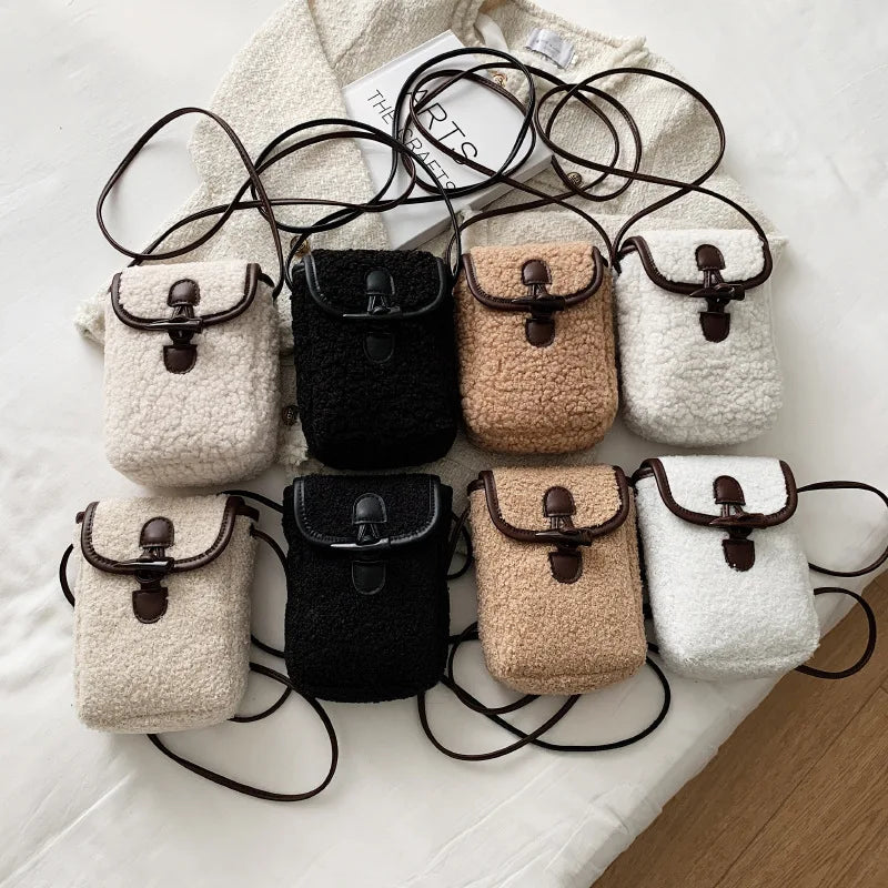 Faux Fur Cross Body Phone Bag for Women