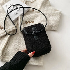 Lambswool Faux Fur Phone-bag Sweet Cross Body Teenagers