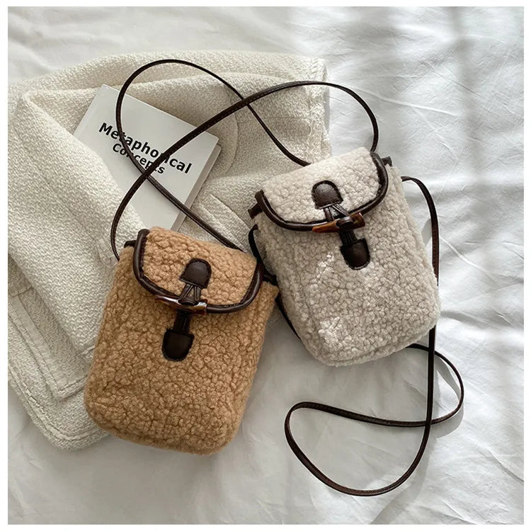 Lambswool Faux Fur Cross Body Bag for Women