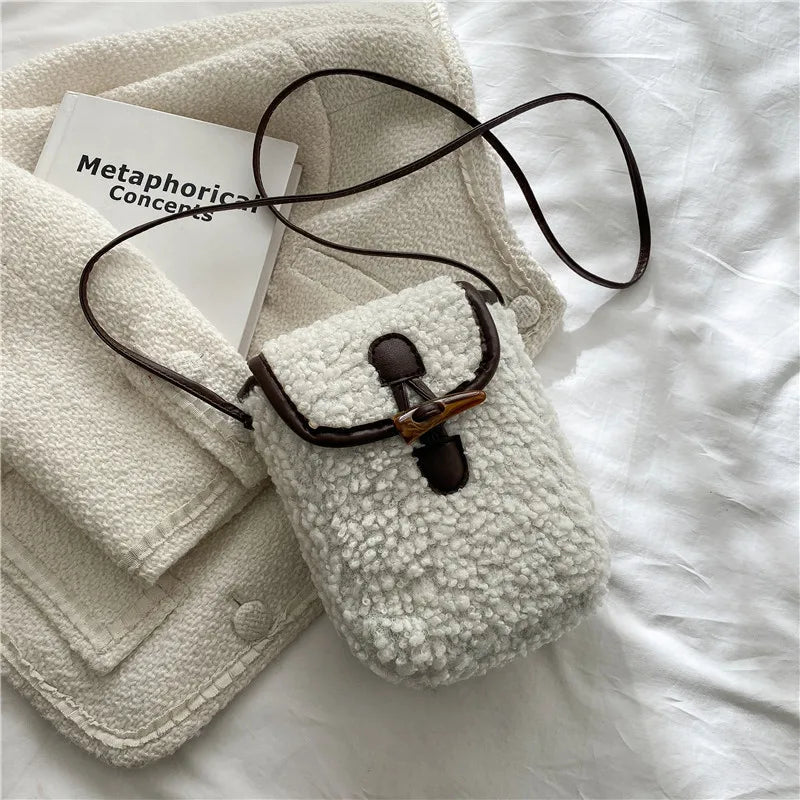 Lambswool Faux Fur Cross Body Bag for Women
