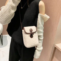 Lambswool Faux Fur Phone-bag Sweet Cross Body Teenagers