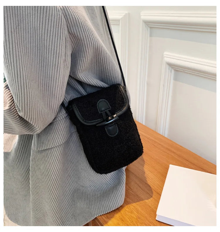 Faux Fur Cross Body Phone Bag for Women